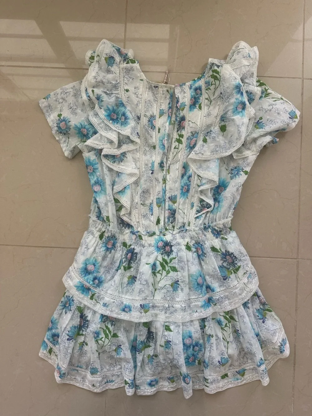 FOR LIZ - NWT LoveShackFancy Natasha Floral Mini Dress in Blueberry Cloud(XL) - Picture 4 of 5